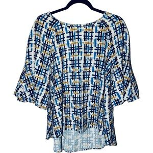 Jade Melody Tam Women's‎ Medium Bubble Half Sleeves Plaid Squares Blouse